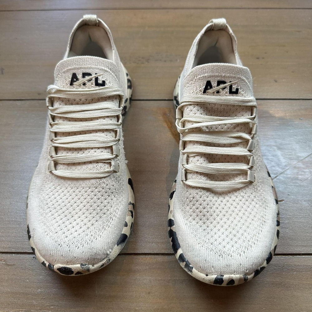 APL TechLoom Breeze Shoes Womens Size 5 Beige Leopard Running‎ Knit Sneakers